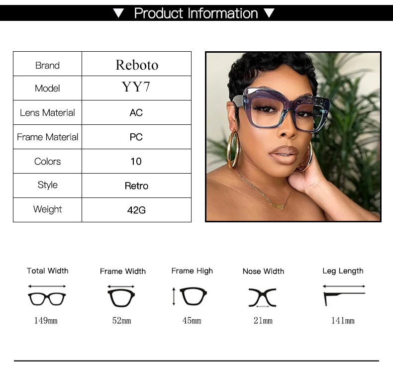 Oversize Women's Glasses Fashion Transparent Square Ladies Eyeglasses Blue Clear Lens Optical Female Eyewear Anti Blue Light
