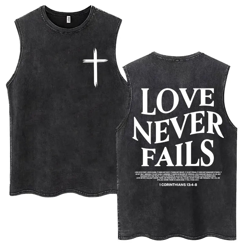 Christian Jesus Church Vintage Washed Tank Tops Bible Verse God Loves You Sleeveless T-shirt Men Women Cotton Loose Y2k T Shirts