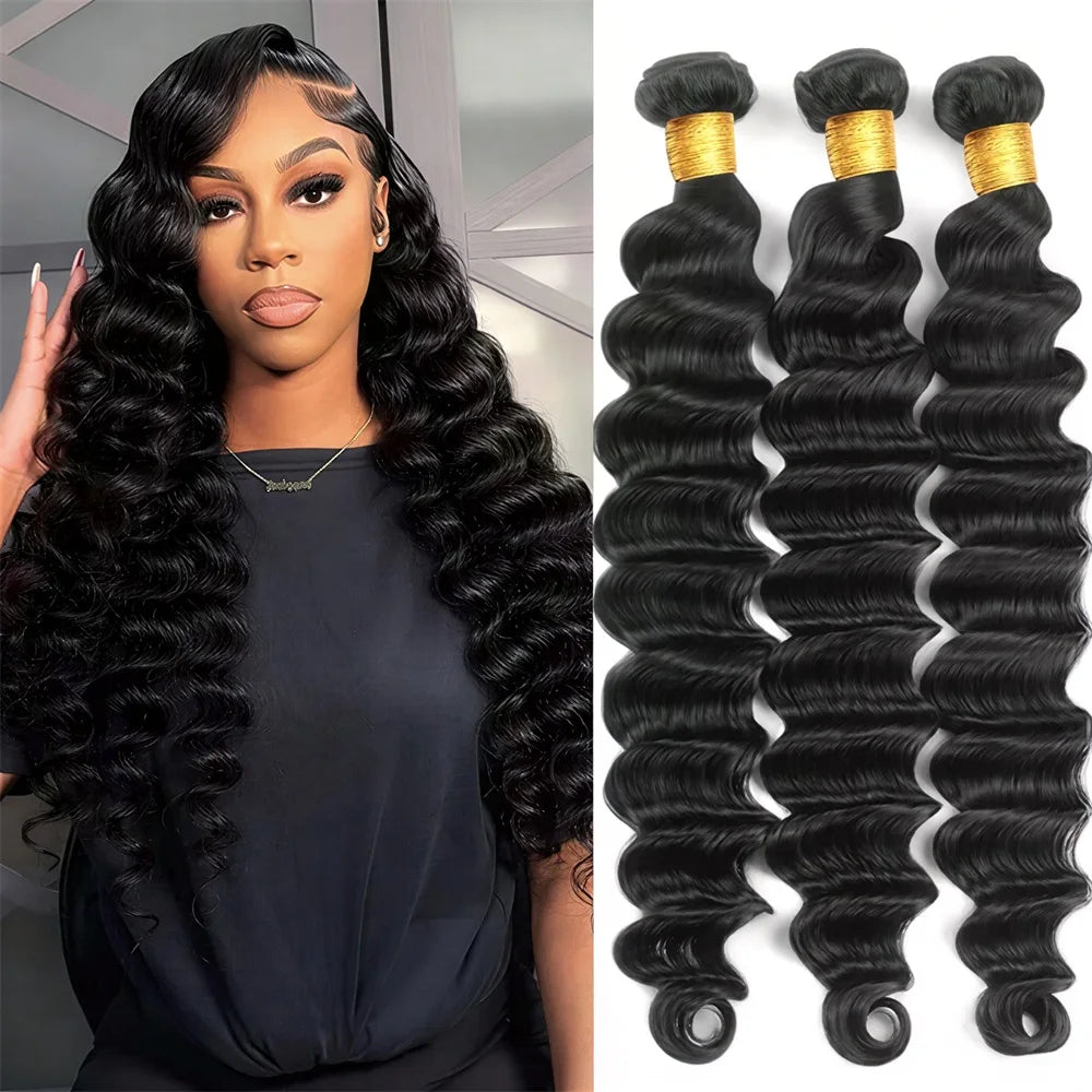 12A Human Hair Bundles Loose Deep Wave Bundles Human Hair 100% Brazilian Virgin Human Hair Extensions