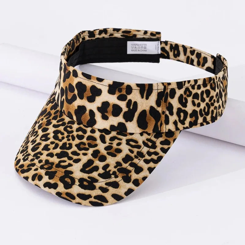 New Summer Sunshade Hat Women's Empty Top Fashion Leopard Print Duck Tongue Hat Sun Protection Breathable Curved brim