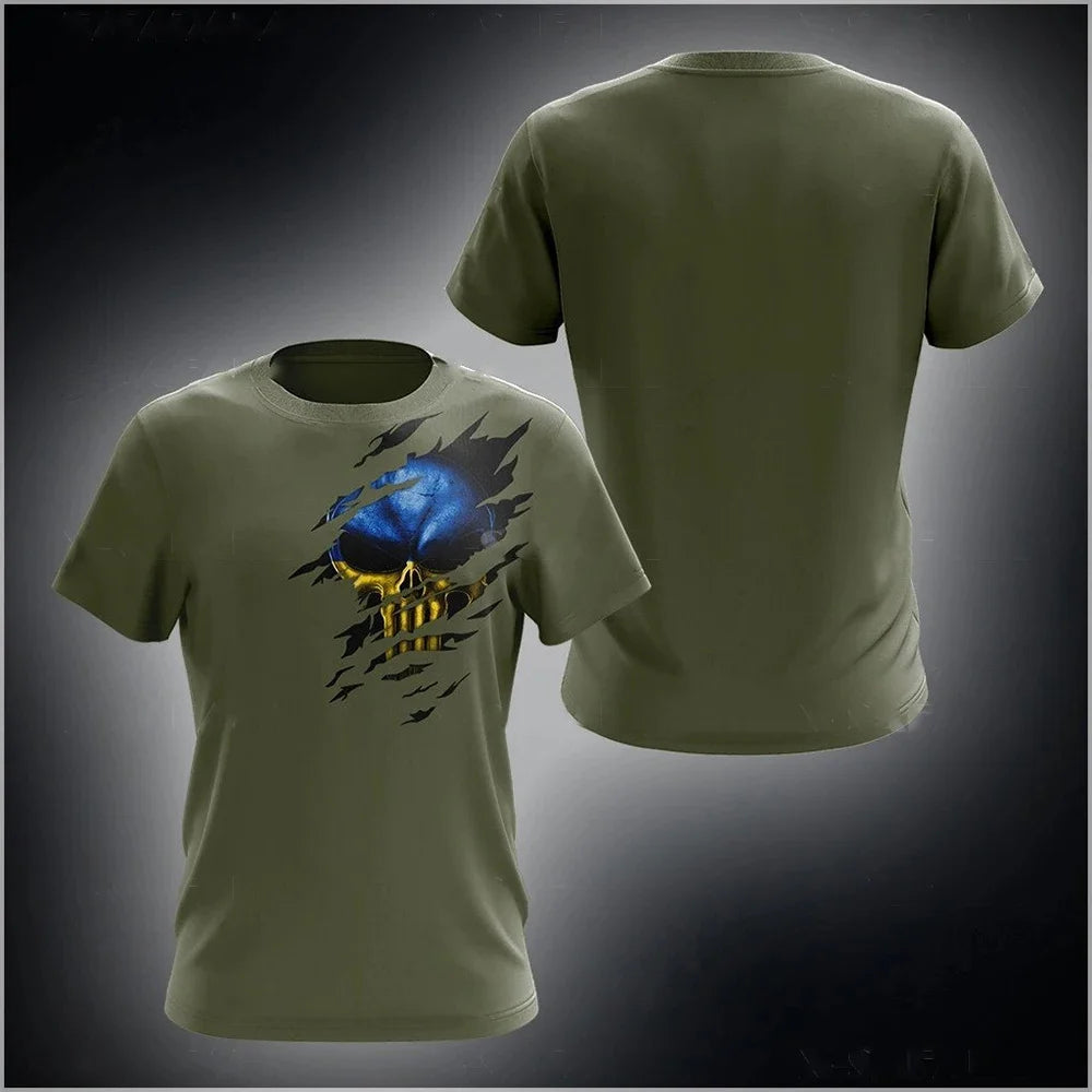 Country National Flag Camouflage Graphic T Shirt for Men Clothing Russia Eagle Emblem Camo T-Shirt Spain Forest Combat Tee Shirt