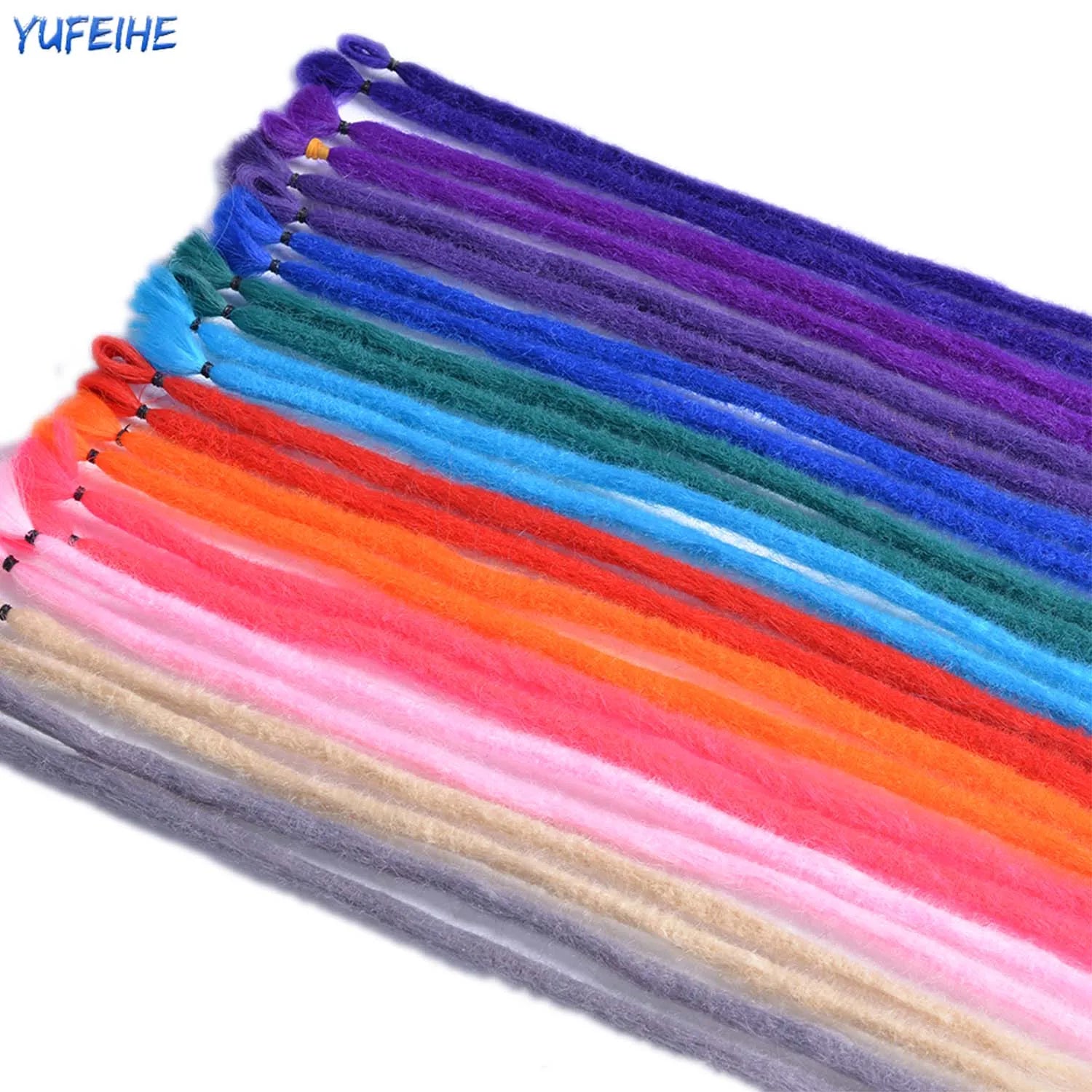 Dreadlocks Extensions Thin 0.7cm Width Synthetic Crochet Braids Hair Dreads Fake Hair Ombre Mint Green Reggae Hip Hop Style Pink