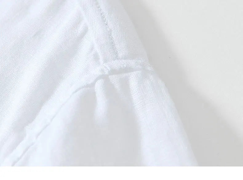 Summer New Casual Short Sleeve Shirts for Men Slim 100% Linen Streetwear Solid Color Men Clothing BL994
