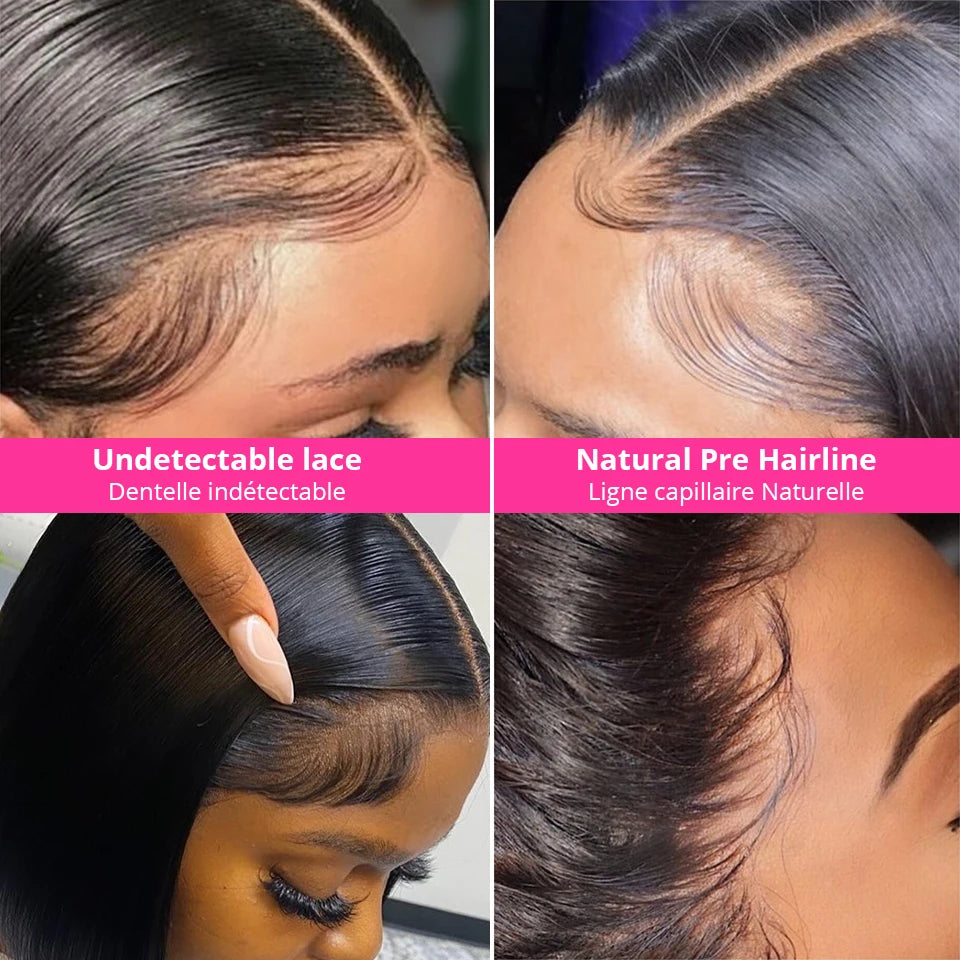 Wear Go Glueless 13x4 Bone Straight Bob Wig Lace Front Human Hair Wigs For Women Brazilian HD Transparent Lace Frontal Wig 180%
