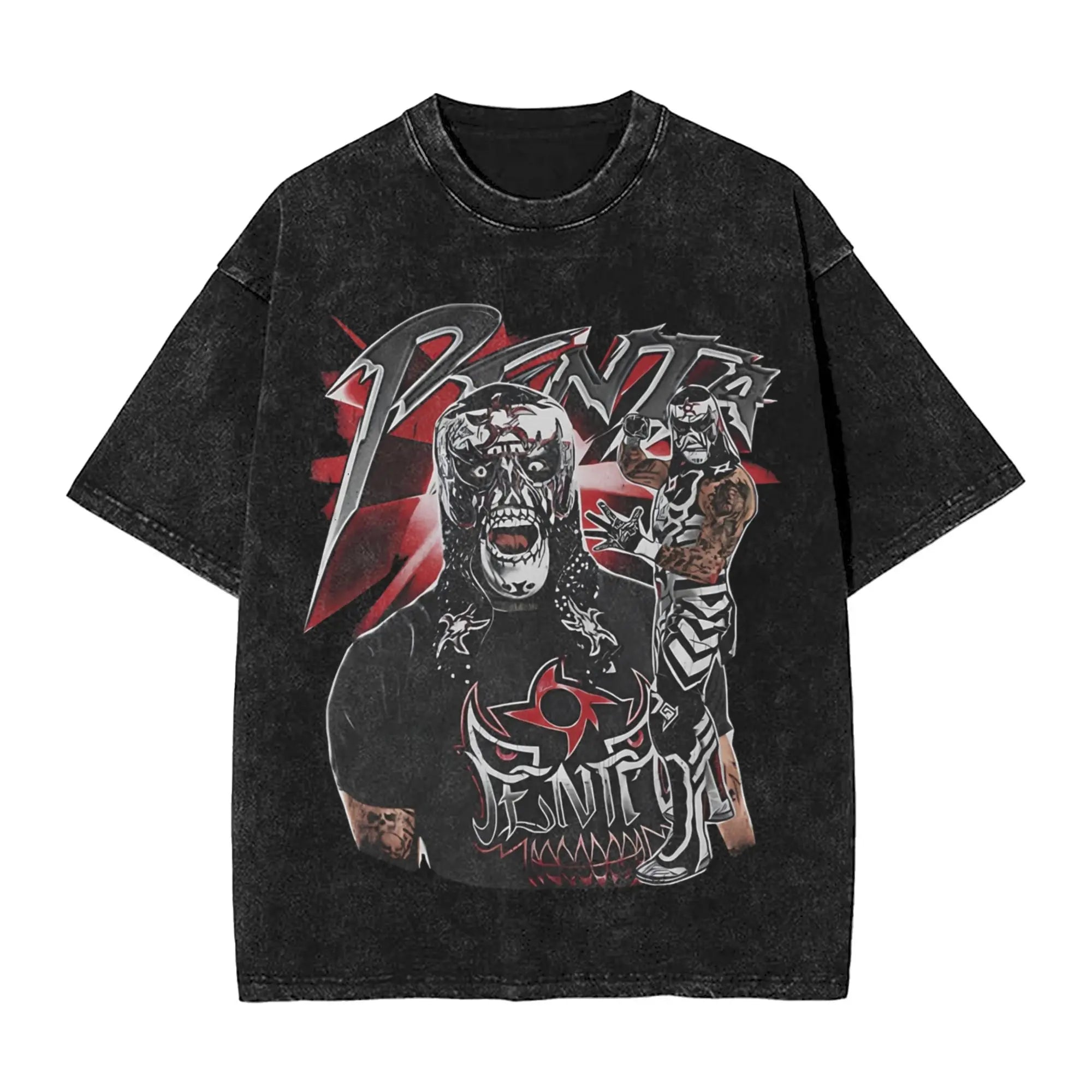 Harajuku Washed Shirts Penta wrestler wrestling Outfit Vintage T-Shirts Oversize  Streetwear Short Sleeve Summer Tee Shirt