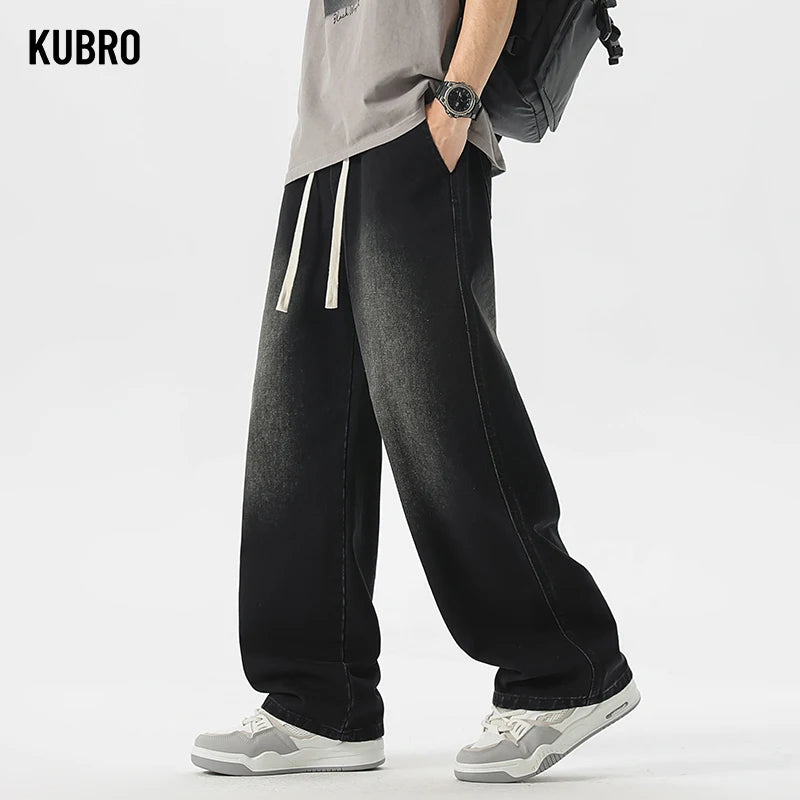 Men's Jeans American Loose Wide-leg Loose Straight Casual Trousers Street Hip-hop Baggy Jeans Black Grey  Blue Streetwear Men