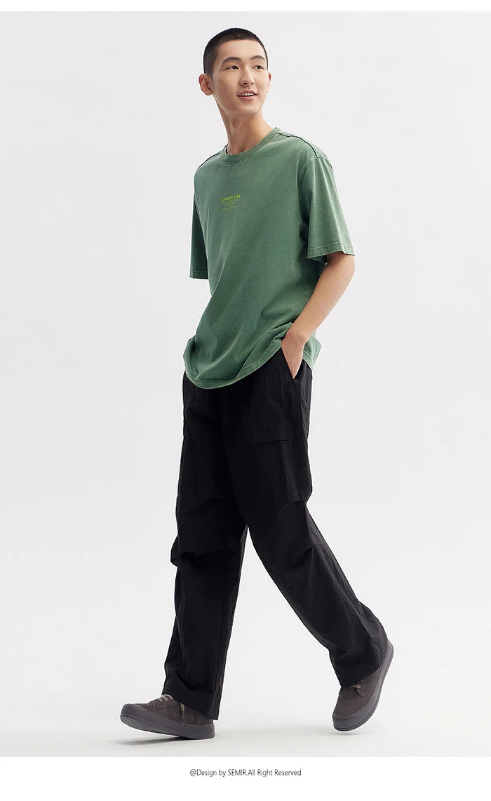 Semir Men T Shirts Short-Sleeve T-Shirt Summer New Arrival 2024 Loose Fit And Contrasting Print Design Simple Tee Top Men