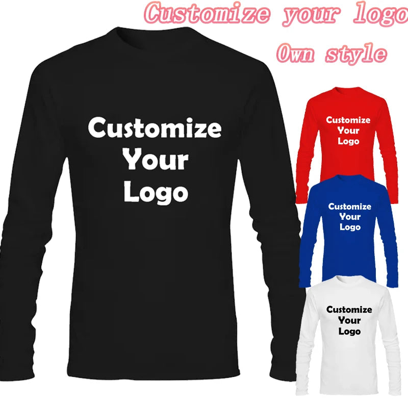 Customized Men's Compression Shirts Long Sleeve T-shirt Solid Color High Neck Gym Bodybuilding Tee Tops