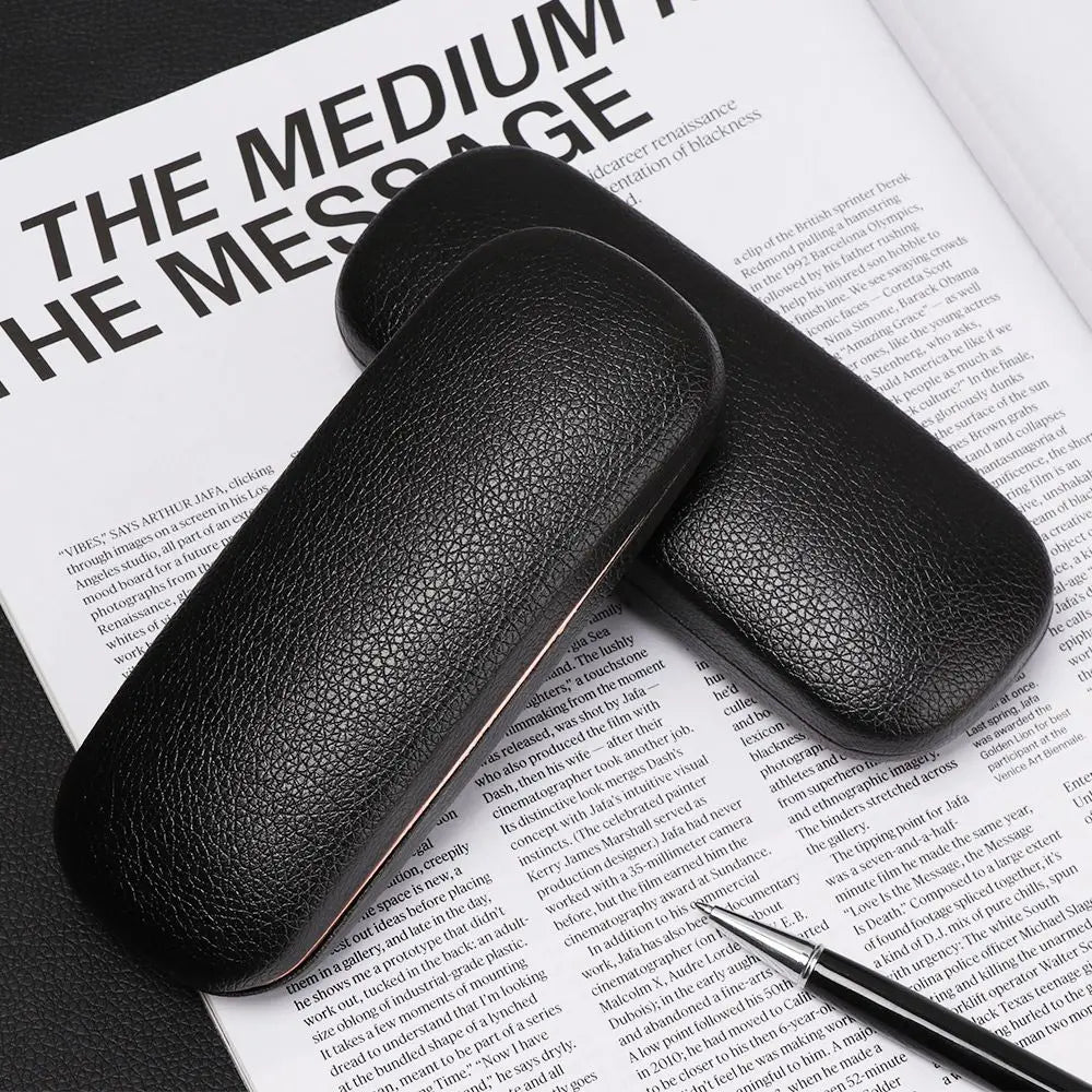 Unisex Waterproof PU Leather Litchi Grain Black Spectacle Cases Glasses Box Hard Frame Eyeglass Cases Eyewear Protector