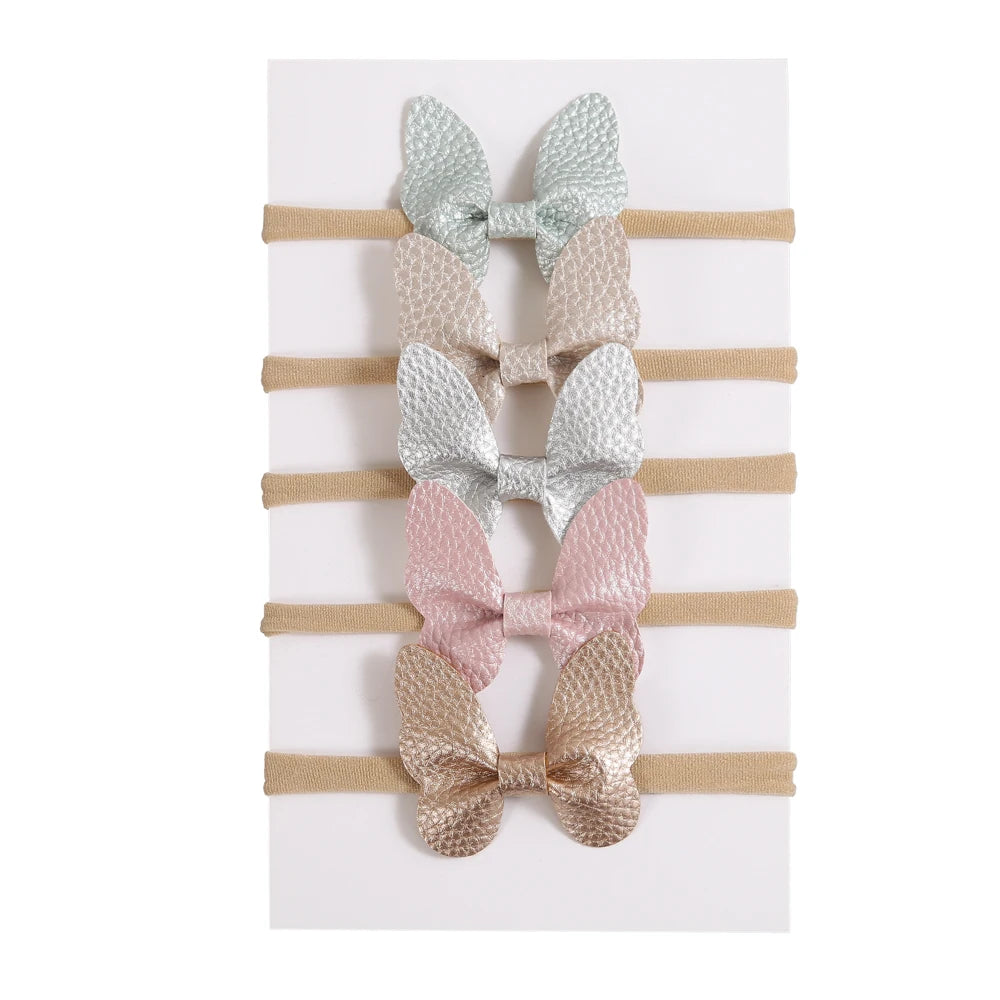 5Pcs/Lot Baby Headband for Baby Girls Soft Nylon Elastic Solid Color Hairband Print Hair Bow Kids Headwear Baby Hair Accessories