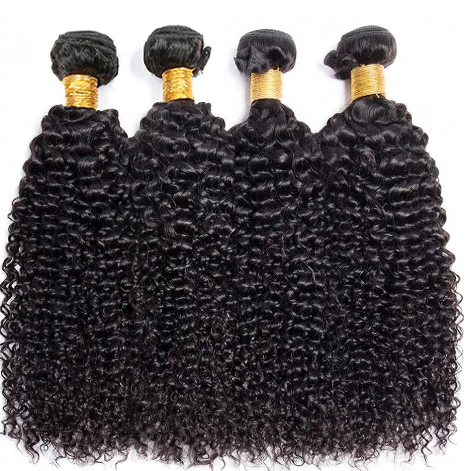 15A Brazilian Virgin Human Hair Kinky Curly Bundles With Frontal Ocean Water Wave Bundles With Frontal Bundles With Lace Closure