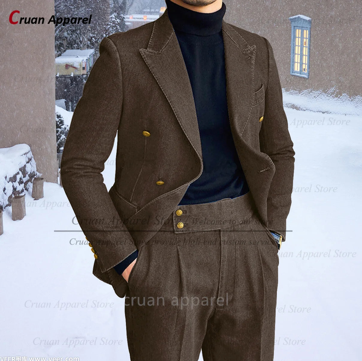Newest Denim Fabric Suit Sets For Men Casual Activities Fashion Outfits Homecoming Male Daily Costumes Jacket Pants 2 Pieces
