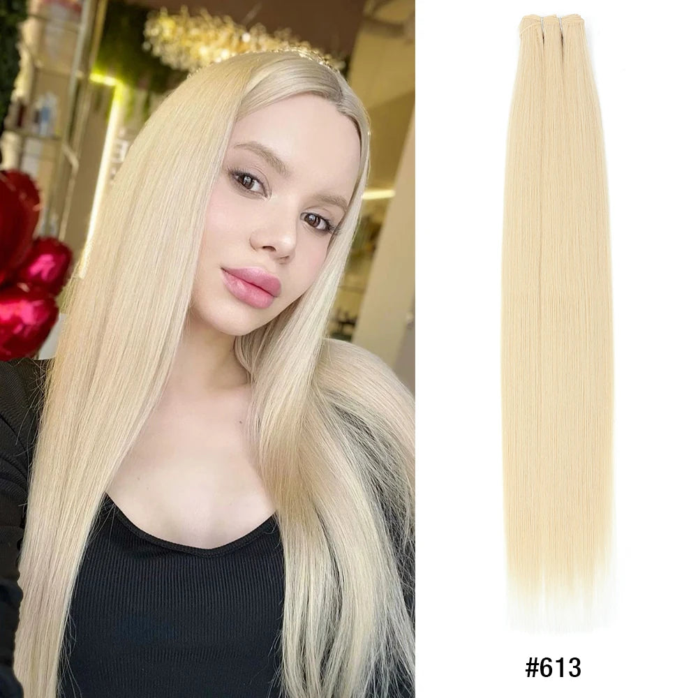 24-32 Inch Bio Protein Straight Hair Bundles Synthetic High Temperature 150g 200g Ombre Brown M888 Orange Soft Hair Weaving