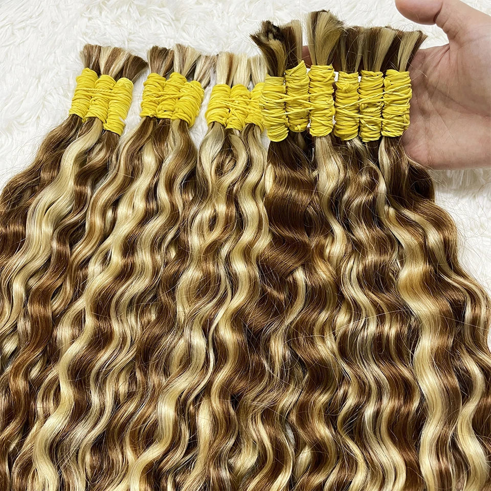 Bulk Braiding Hair 100% Human hair Virgin Deep Wave Unprocessed No Weft Boho Braids Human Hair Bulk Extensions Brazilian Remy 1B