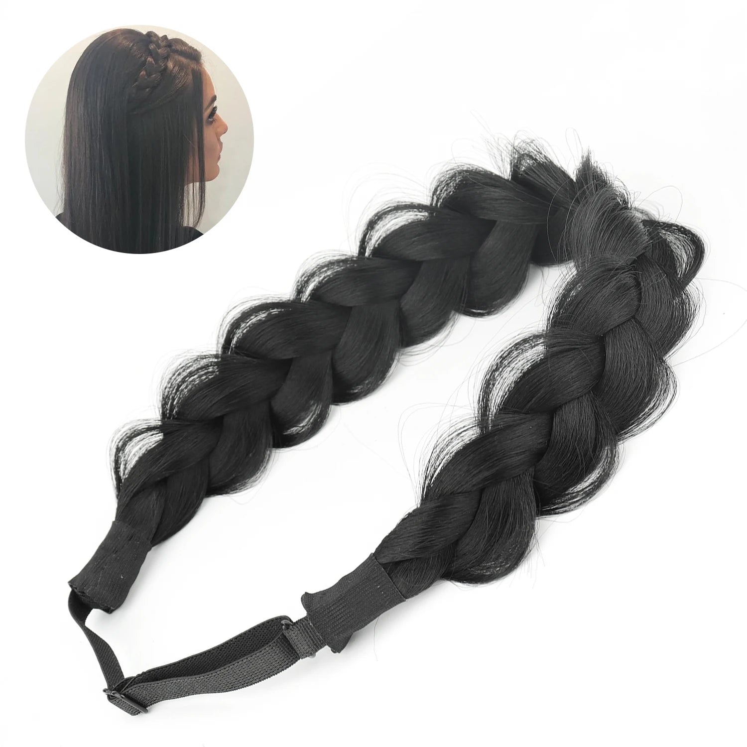 Synthetic Hair Braided Headband with Elastic Band Style for Women Girls Blonde Brown Braided Headwear Hair Scrunchy Headband