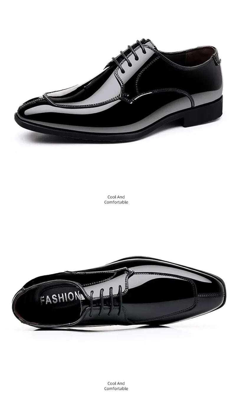 Shoes for Men Fashion Patent Leather Shoes Luxury Pointed Toe Oxford Shoes Men High Quality Business Shoe Designer Wedding Shoe