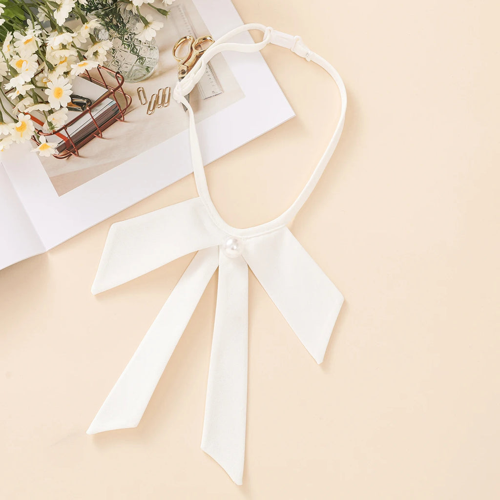 Customized Large Bead Decoration Bow, Detachable Shirt Collar, Personalized and Versatile Fake Collar