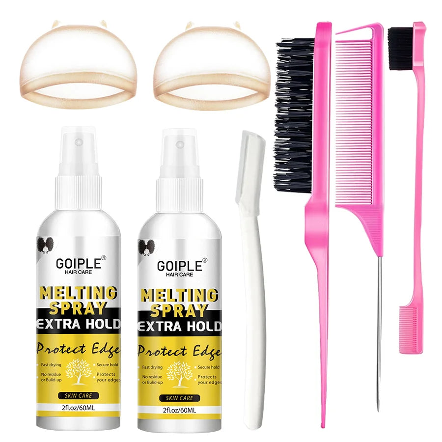 GOIPLE Waterproof Wig Glue Adhesive Extra Hold Melting Spray for Lace Front Hair Wax Stick Edge Control Gel Wig Installation Kit