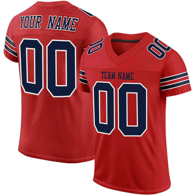 Red Series Customized Football for Men Jersey Personlized Sew Team Football Short Sleeves Athletic Tee Shirts Unisex Top