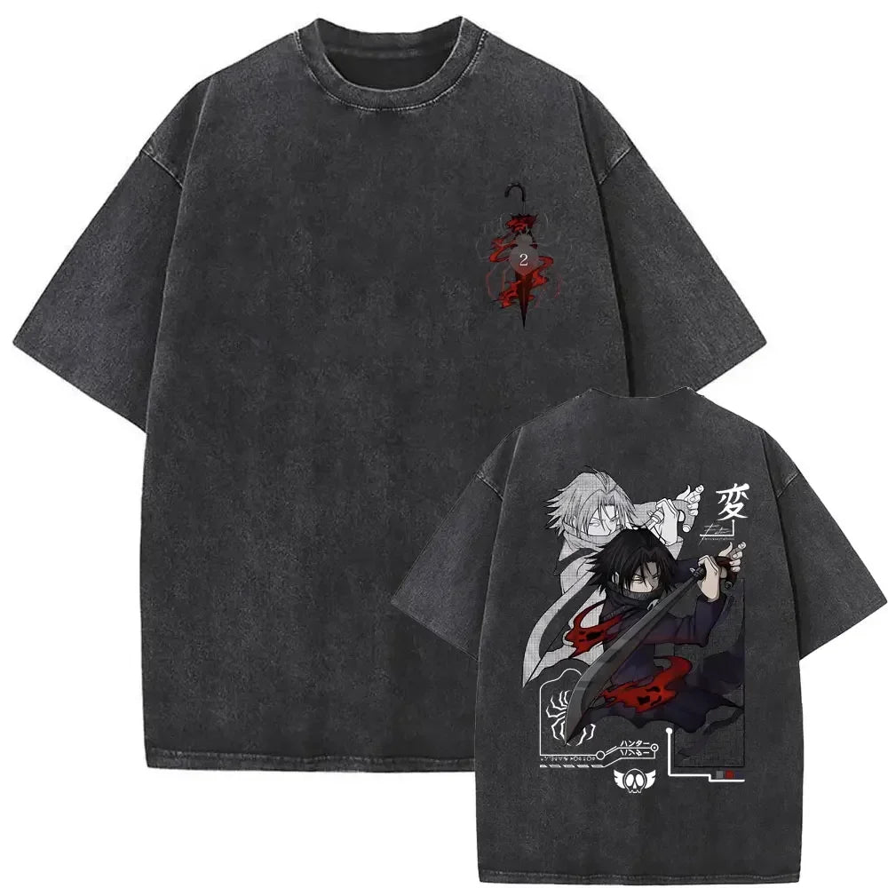 Washed Vintage Anime Hunter X Hunter T-shirt Killua Zoldyck Graphic T Shirt Men Women Clothing Casual Oversized Crewneck Tshirt