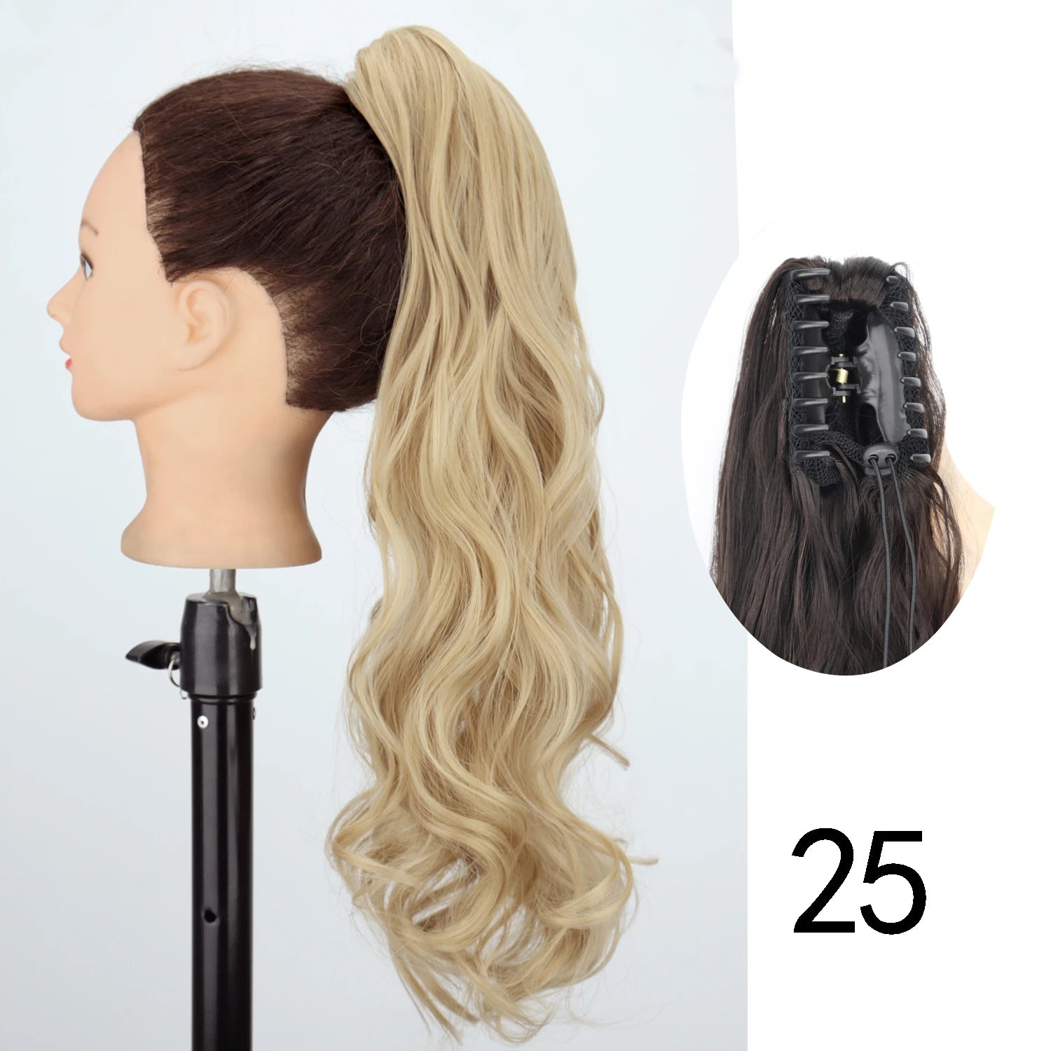 Synthetic 24Inch Wavy Claw Clip On Ponytail Hair Extension Ponytail Extension Hair For Women Pony Tail Hair Hairpiece