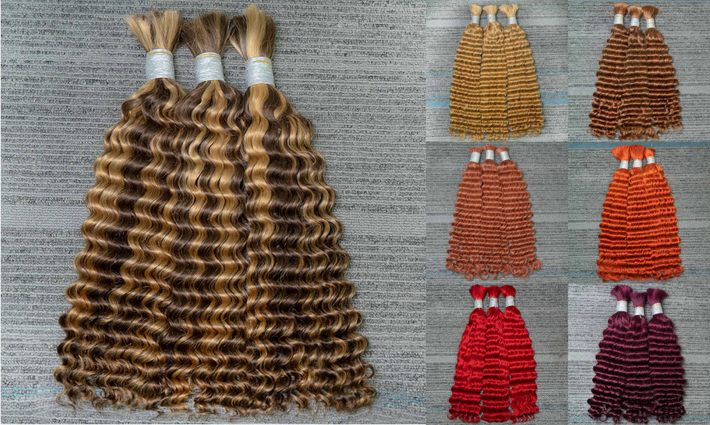 Bulk Braiding Hair 100% Human hair Virgin Deep Wave Unprocessed No Weft Boho Braids Human Hair Bulk Extensions Brazilian Remy 1B