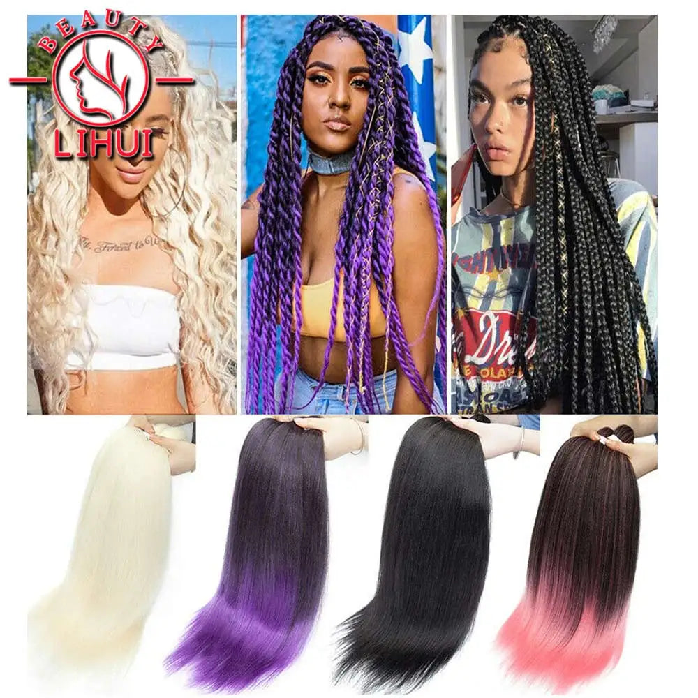 Easy Crochet Braids Ombre Hair Extensions Bundles Yaki Straight EZ Braiding Pre Stretched Synthetic Braid For African Women 6pcs