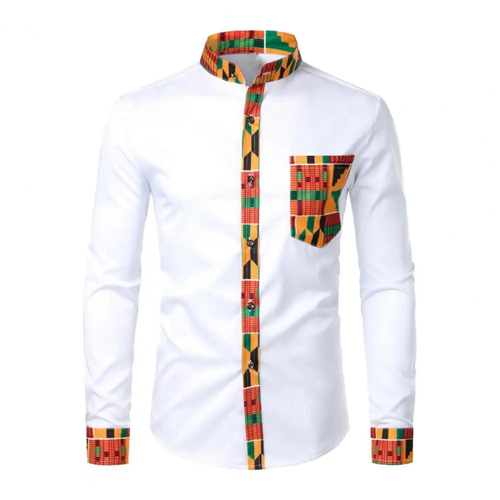 2023 Autumn/winter New Casual Men's Checkered Shirt Splice Men's Long Sleeve Shirt