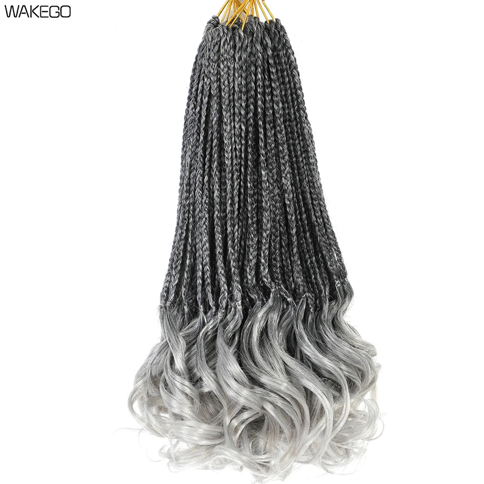 24 18 14 Inches French Curly Crochet Braids New Goddess Box Braids Bouncy French Curl Braid Hair Crochet Synthetic Braiding Hair