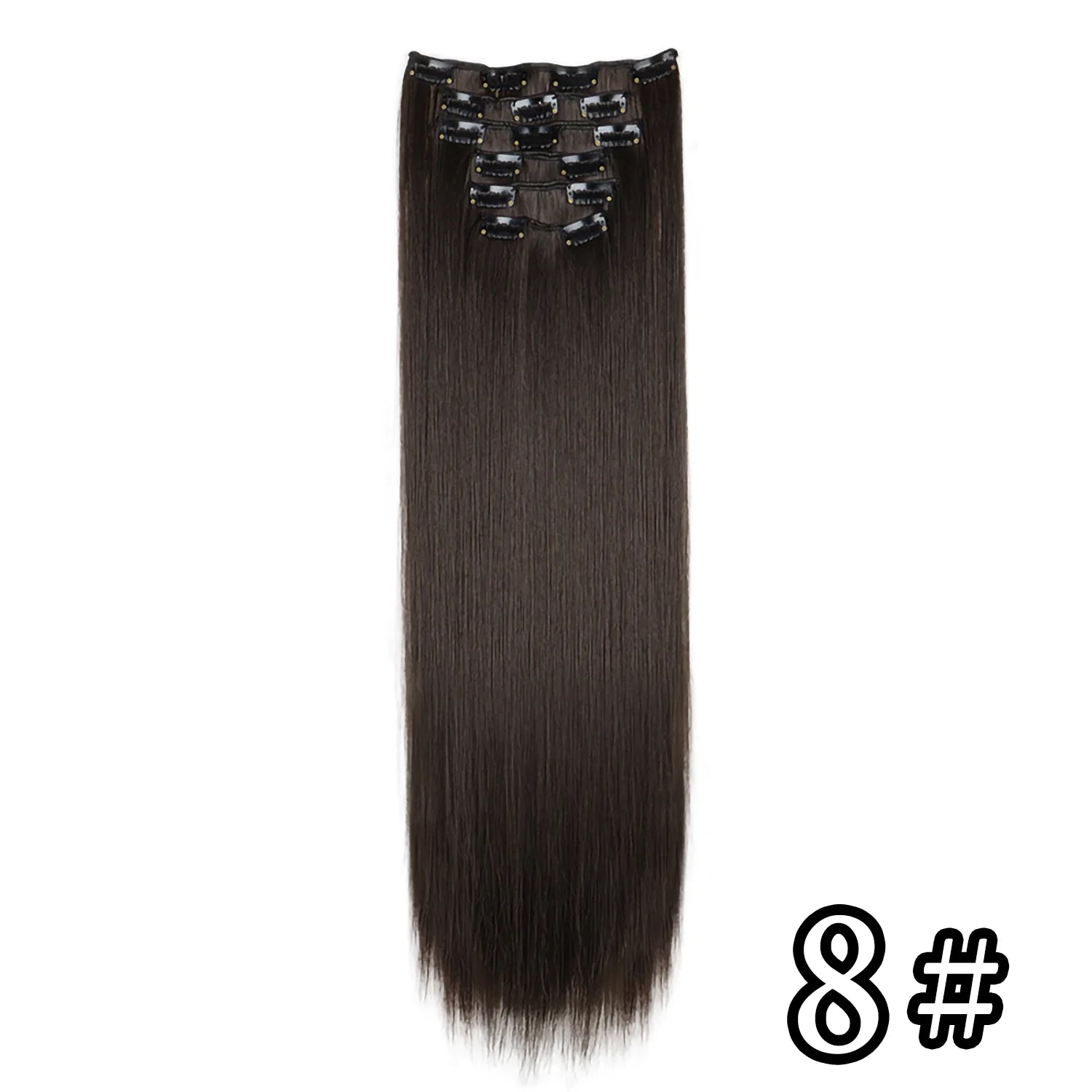 16 clips Synthetic Long Straight Hair Extensions Clips in Hair Black Brown 6Pcs/set Hairpiece for Women