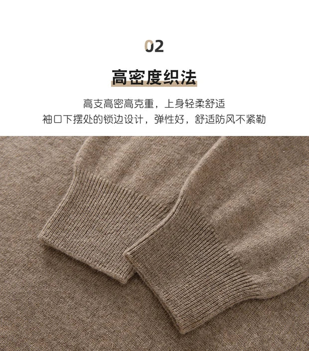 Men's Autumn Winter 100% Merino Wool Sweater Hooded Collar Knitted Pullover Cashmere Sweatshirt Casual Large Tops Long Sleeved