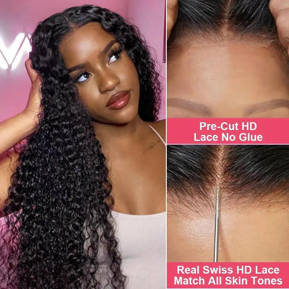 Curly Lace Front Wig Human Hair 13x4 13x6 Deep Wave Lace Frontal Wig 6x4 5x5 Glueless Transparent Pre Cut Lace Wigs 210 Density