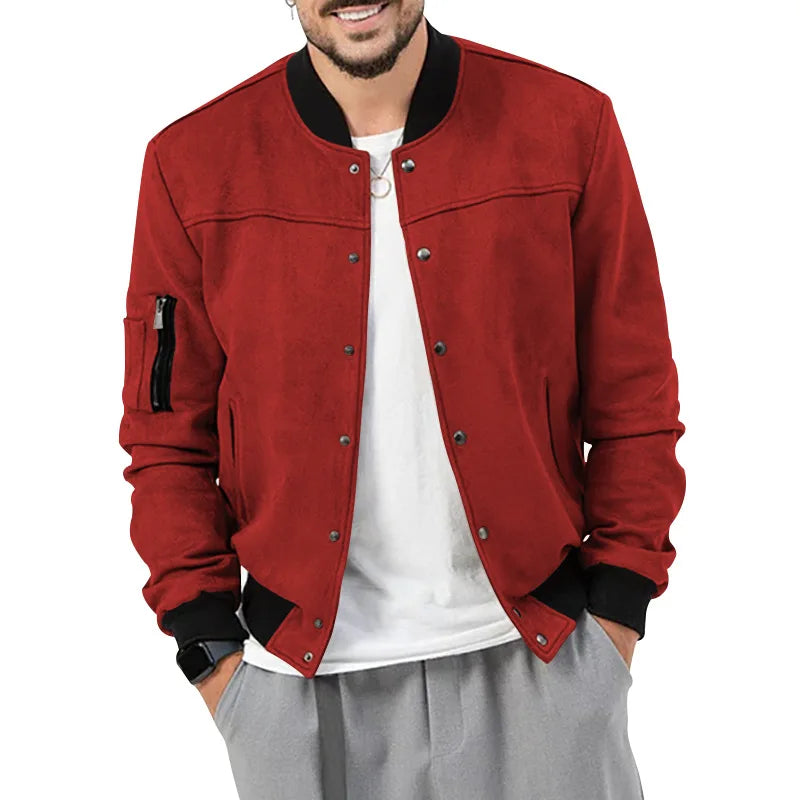 24  Autumn/Winter Suede Men's Button Cardigan Jacket Casual American