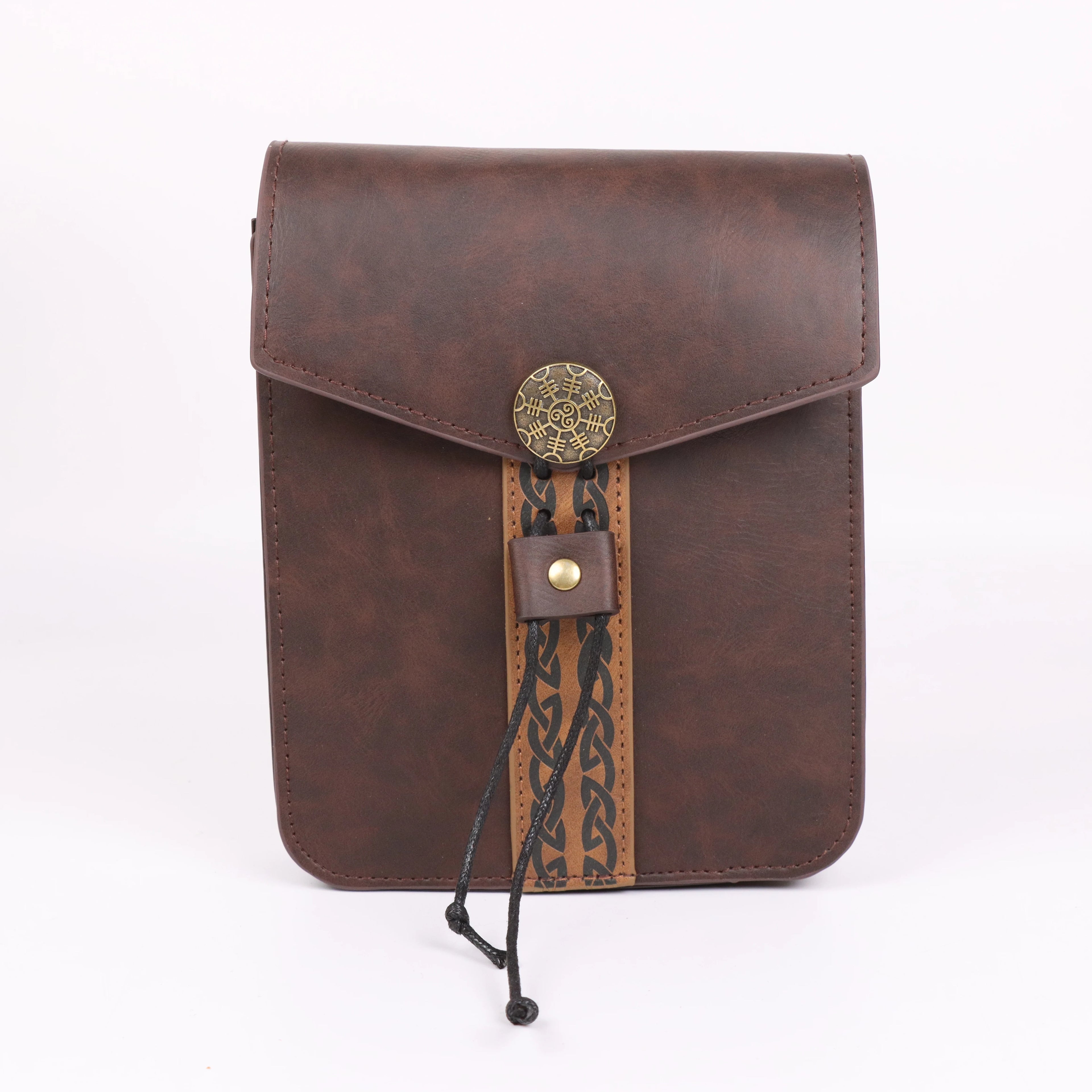 Renaissance Medieval Belt Skirt Hiking Viking Horn Design Leather Cover for Dagger And Sword Frog Accessory