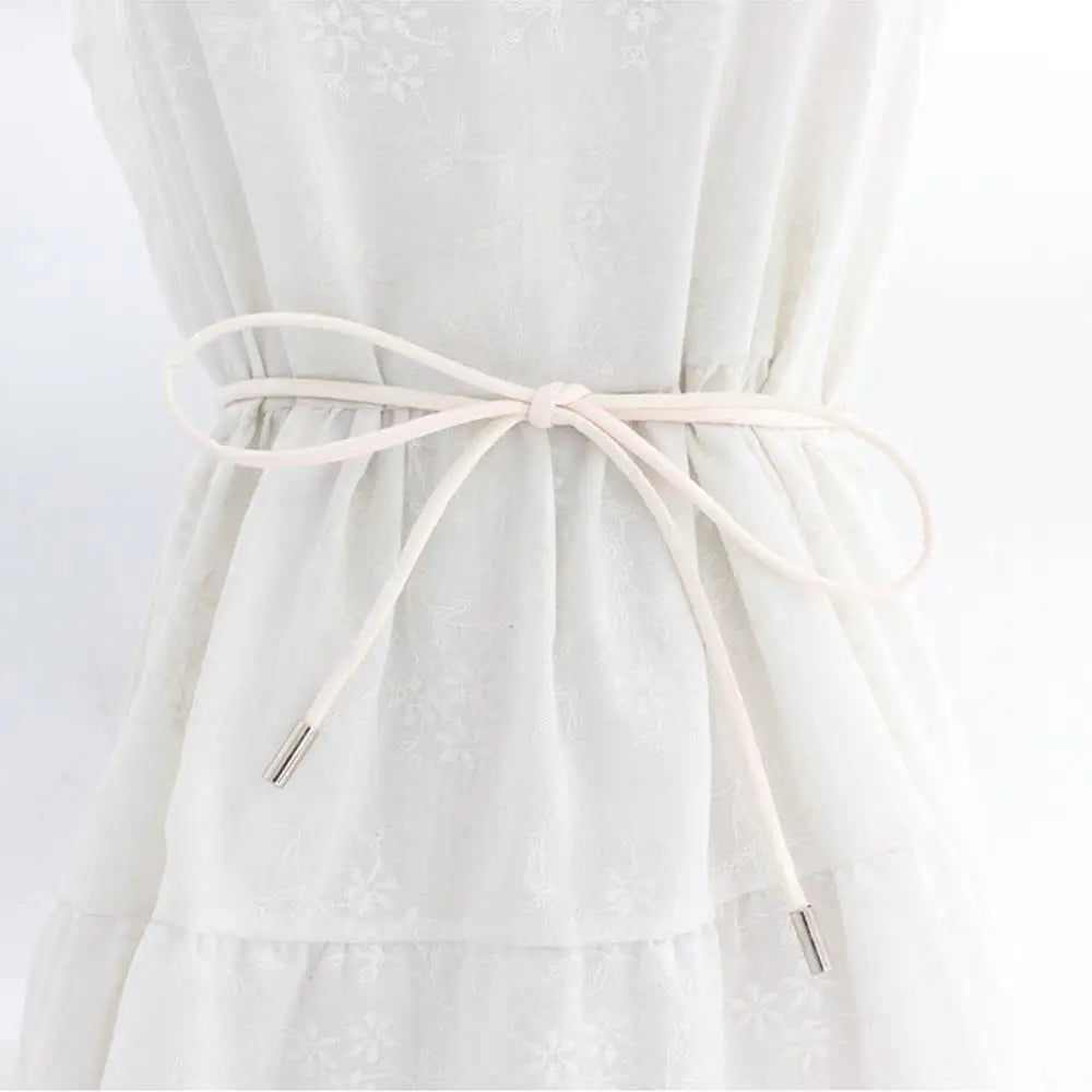 Vintage Belt New Round Leather Rope Dress Coat Embellished String Belt For Women Solid Fashion Long Waist Chain PU Leather Belt