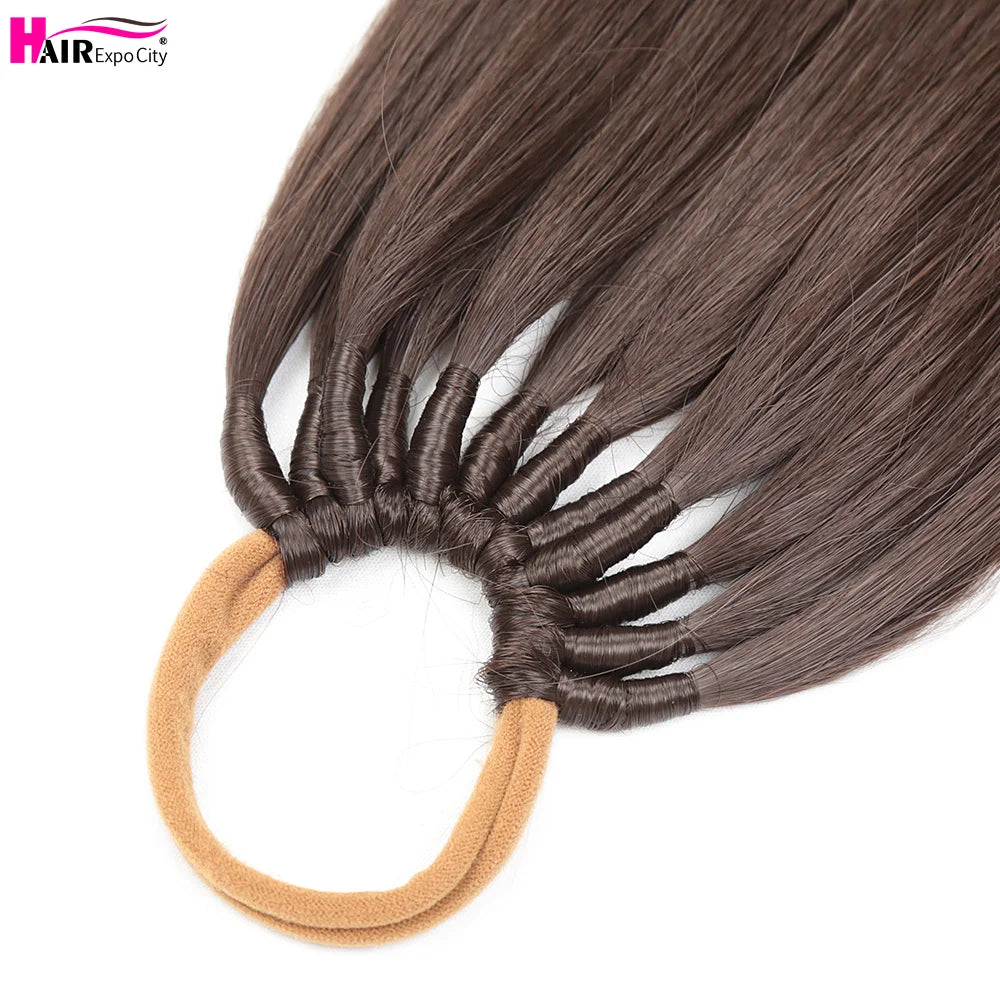 Straight Ponytail With Elastic Band 24"32" Synthetic Hair Ponytail Extensions 12Strands Women's Hairpieces False Tail For Women