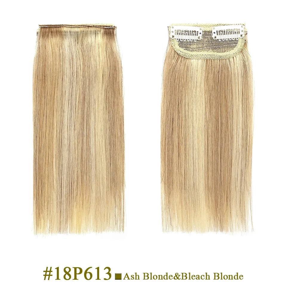 S-noilte 1pc Straight Clip in Hair Extensions Human Hair Side Head 8inch 12inch Black Brown Women Fake Hairpiece Platinum Blonde