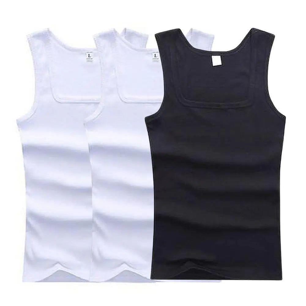 3pcs/Lot Cotton Sleeveless T-shirt Men's And Women's Solid Color Casual Bottoming Shirt Summer Vest Fit Sports Fitness T-shirt