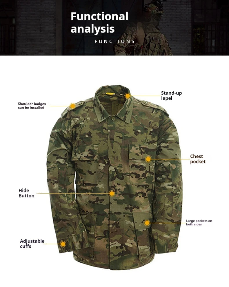 Desert & Jungle Outdoor Camouflage Uniform Tactical Uniform Combat Hunting Suit BDU Training Jacket and Pant