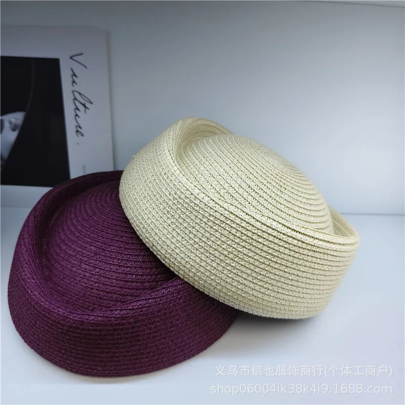 2026 New Summer Straw Fedoras Hats for Women Hostess Fashion Pillbox Hat Millinery Fascinator Designer Beret Hats Painter's Hat