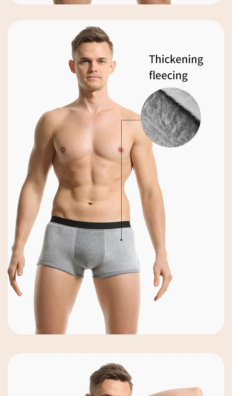 Thermal Underwear Men's Velvet Thickeneded Men's Boxer Briefs Autumn and Winter Cold-Proof Shorts Boys' Sports Boxer Briefs