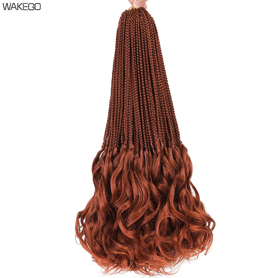 24 18 14 Inches French Curly Crochet Braids New Goddess Box Braids Bouncy French Curl Braid Hair Crochet Synthetic Braiding Hair