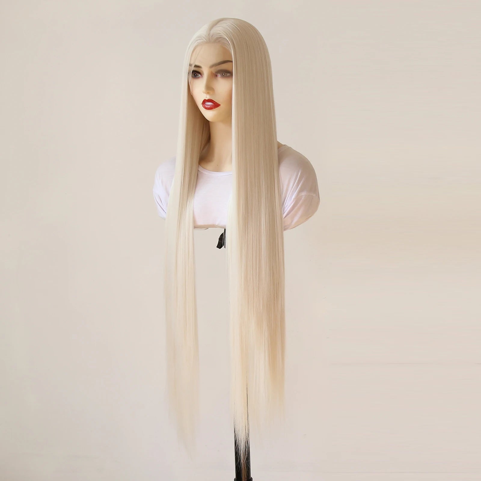 Platinum Blonde Wig 13x4 Synthetic Lace Front Wig Long Straight 40inch Synthetic Wig Pre Plucked Heat Resistant Fiber Hair Wig