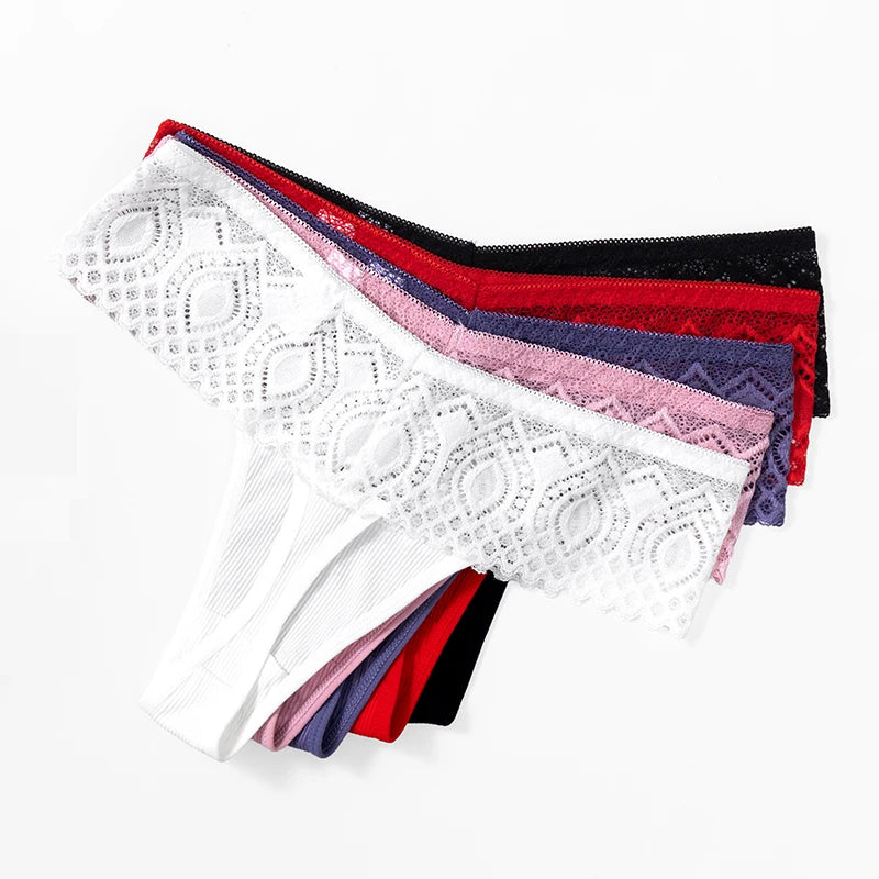BZEL 3PCS/Set Women's Panties Sweet Lace Woman Underwear Hollow Out Sexy Lingerie Breathable G-Strings Comfort Underpants T-Back