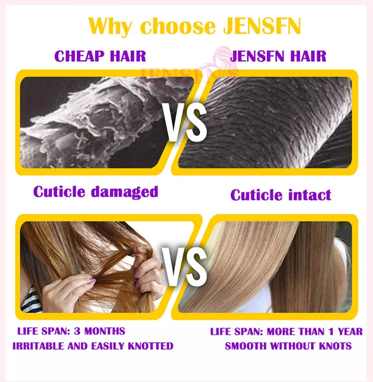 JENSFN  Bulk Hair Extensions Human Hair Straight  16"-26" Inch 50g/Strand  #613 60  Brown Blonde Color Hair Salon Supplies