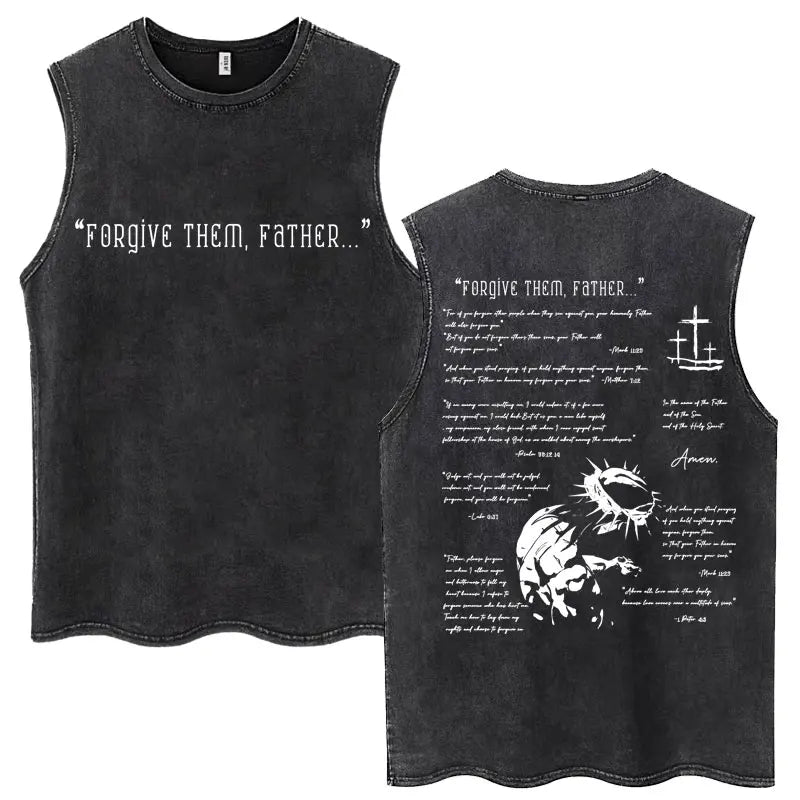 Christian Jesus Church Vintage Washed Tank Tops Bible Verse God Loves You Sleeveless T-shirt Men Women Cotton Loose Y2k T Shirts