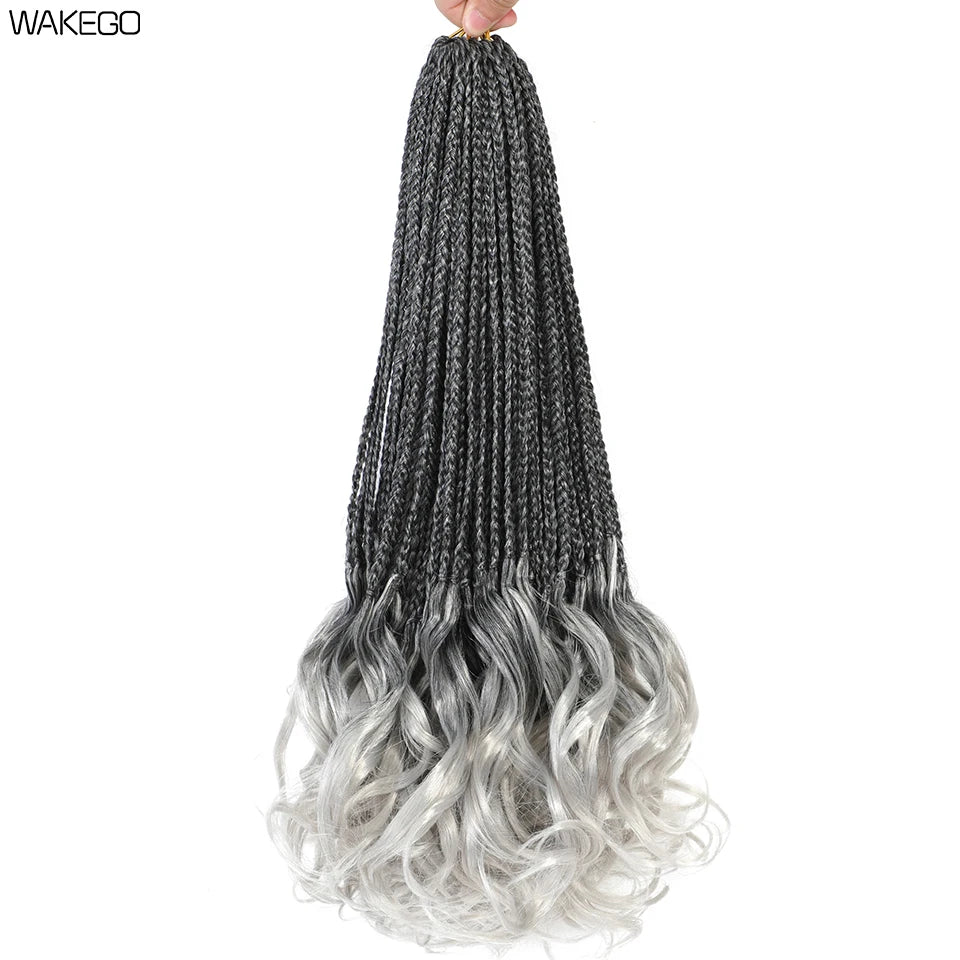 24 18 14 Inches French Curly Crochet Braids New Goddess Box Braids Bouncy French Curl Braid Hair Crochet Synthetic Braiding Hair