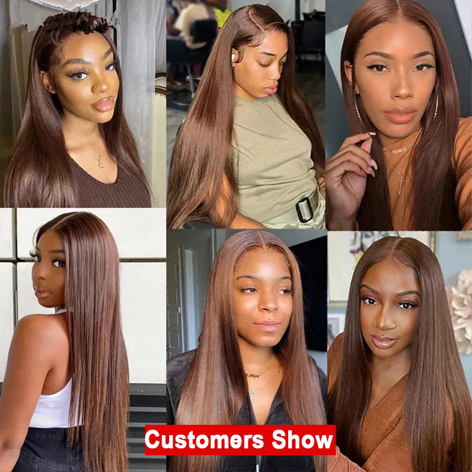 Clearance Cheap #4 Color Straight Human Hair Bundles With Closure Brazilian Virgin Human Hair Weave Bundles With HD Lace Closure