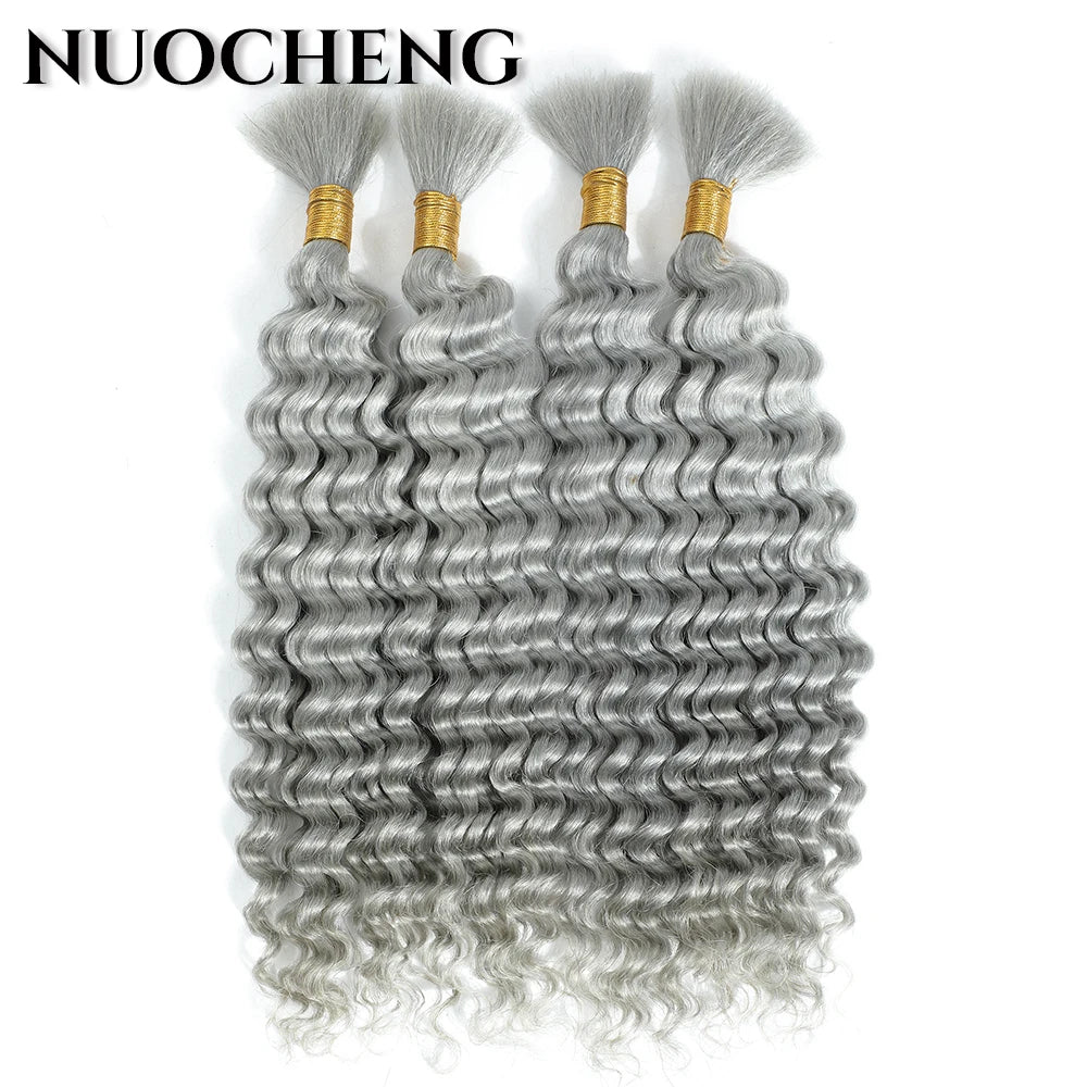 Human Braiding Hair 1 Bundle 20 Inch Human Hair Bundles for Braiding Highlight P4/27 Color Deep Wave Bulk Human Hair Bundles