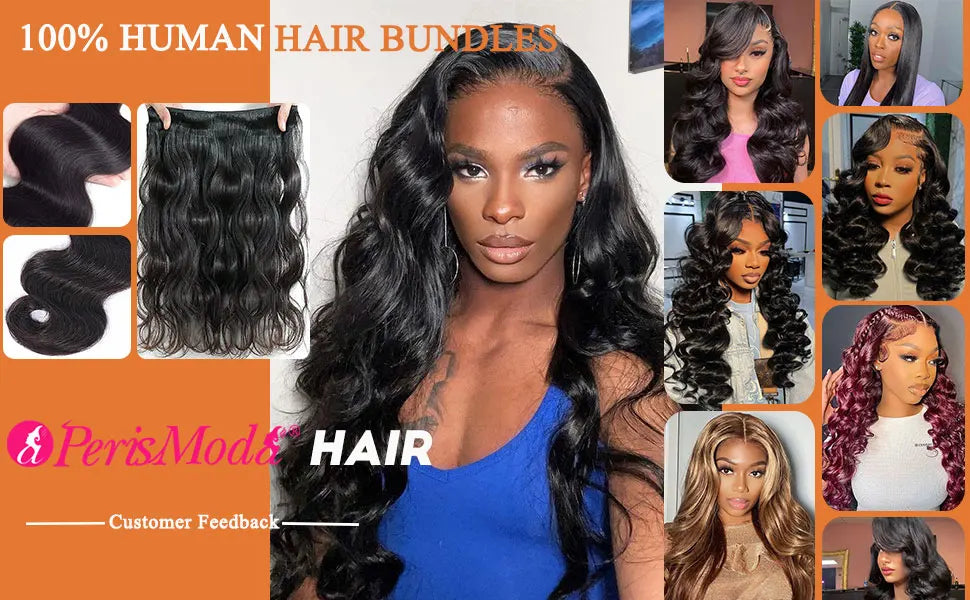 PerisModa Body Wave Human Hair Bundles With Closure 5x5 Transparent Lace 4×4 Brown Lace Brazilian Remy 12A Human Hair Extensions